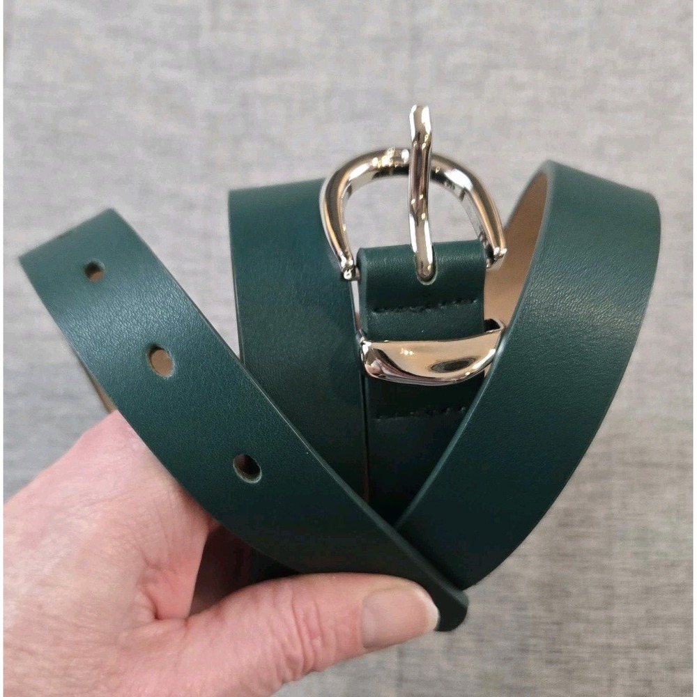 NWT Lauren Conrad Women's Belt Forest Green Silver Tone Buckle Fits 31" - 35"